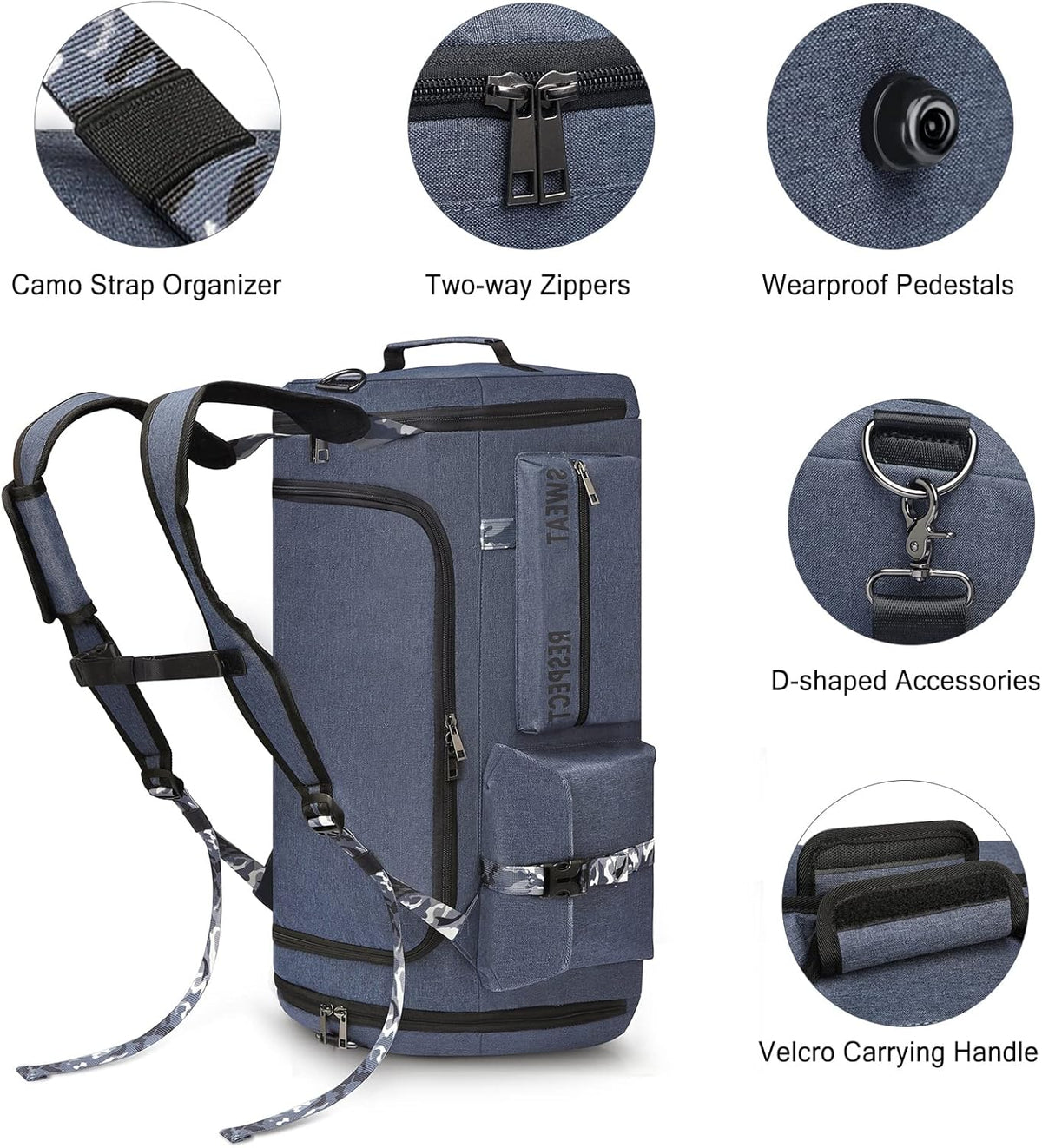 4-Way Gym Bags for Men Gym Duffle Bag Sports Duffle Bag Backpack with Shoe Compartment & Wet Pocket