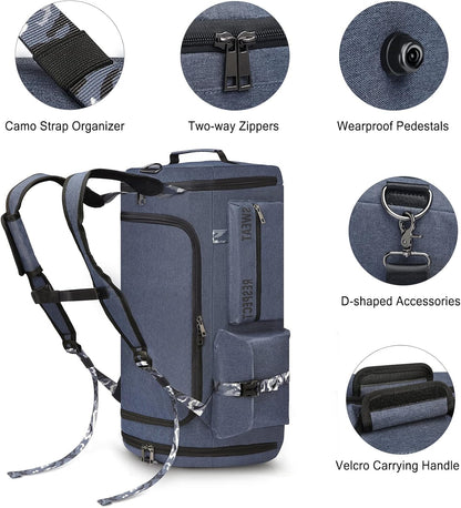 4-Way Gym Bags for Men Gym Duffle Bag Sports Duffle Bag Backpack with Shoe Compartment & Wet Pocket