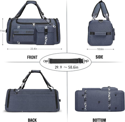 4-Way Gym Bags for Men Gym Duffle Bag Sports Duffle Bag Backpack with Shoe Compartment & Wet Pocket