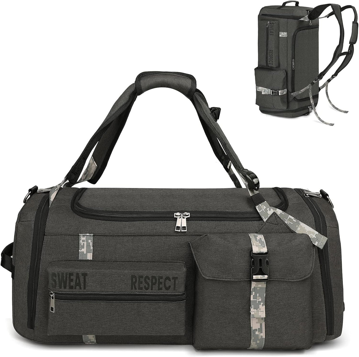 4-Way Gym Bags for Men Gym Duffle Bag Sports Duffle Bag Backpack with Shoe Compartment & Wet Pocket
