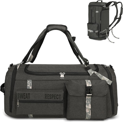 4-Way Gym Bags for Men Gym Duffle Bag Sports Duffle Bag Backpack with Shoe Compartment & Wet Pocket