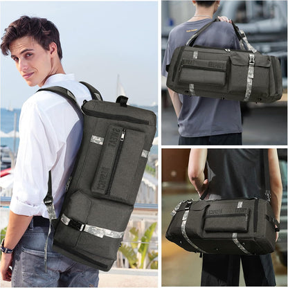 4-Way Gym Bags for Men Gym Duffle Bag Sports Duffle Bag Backpack with Shoe Compartment & Wet Pocket