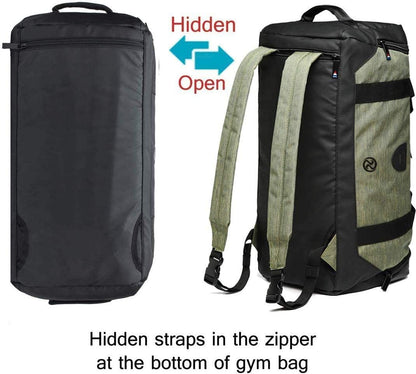 4-Way Gym Bags for Men Gym Duffle Bag Sports Duffle Bag Backpack with Shoe Compartment & Wet Pocket