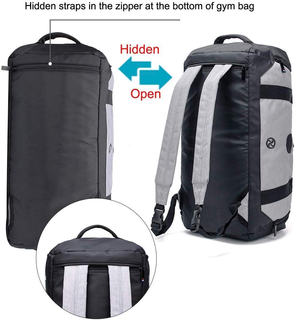 4-Way Gym Bags for Men Gym Duffle Bag Sports Duffle Bag Backpack with Shoe Compartment & Wet Pocket