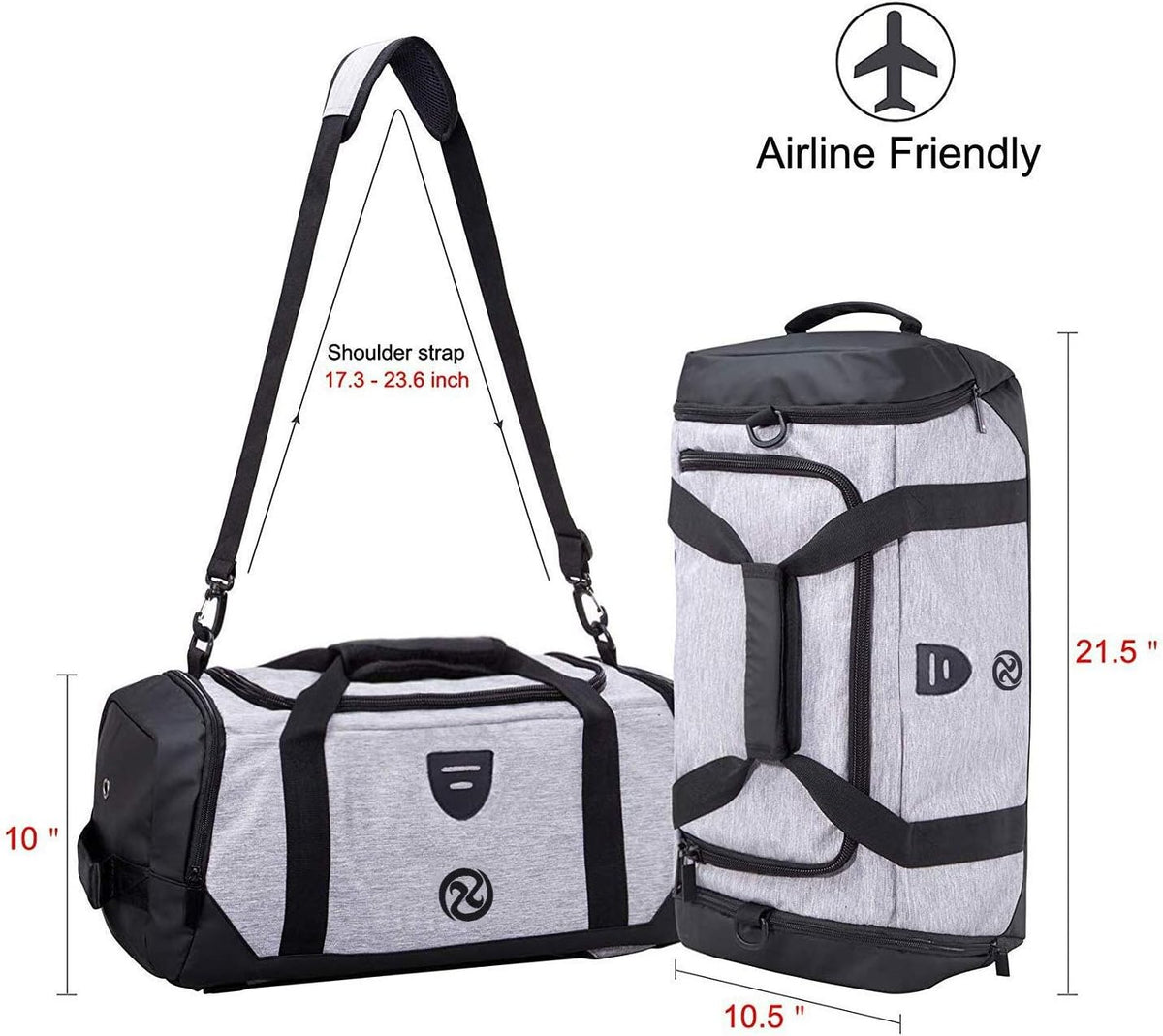 4-Way Gym Bags for Men Gym Duffle Bag Sports Duffle Bag Backpack with Shoe Compartment & Wet Pocket