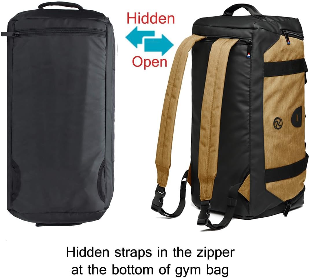 4-Way Gym Bags for Men Gym Duffle Bag Sports Duffle Bag Backpack with Shoe Compartment & Wet Pocket