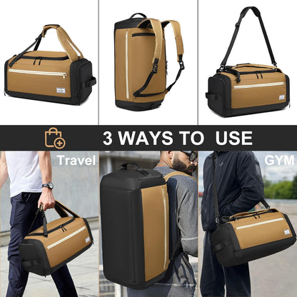 4-Way Gym Bags for Men Gym Duffle Bag Sports Duffle Bag Backpack with Shoe Compartment & Wet Pocket