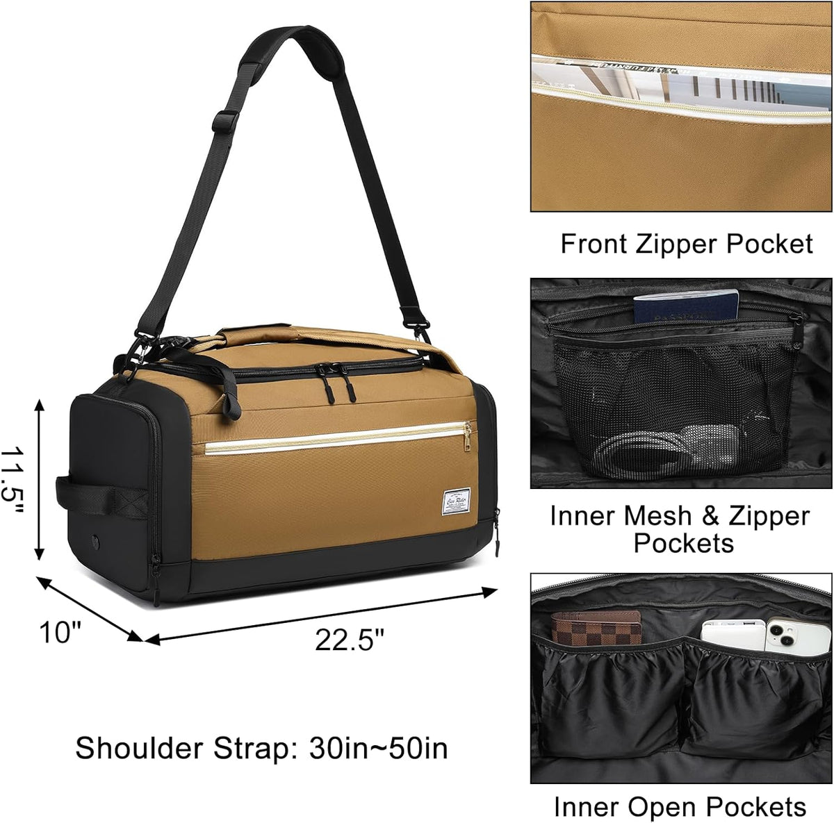 4-Way Gym Bags for Men Gym Duffle Bag Sports Duffle Bag Backpack with Shoe Compartment & Wet Pocket