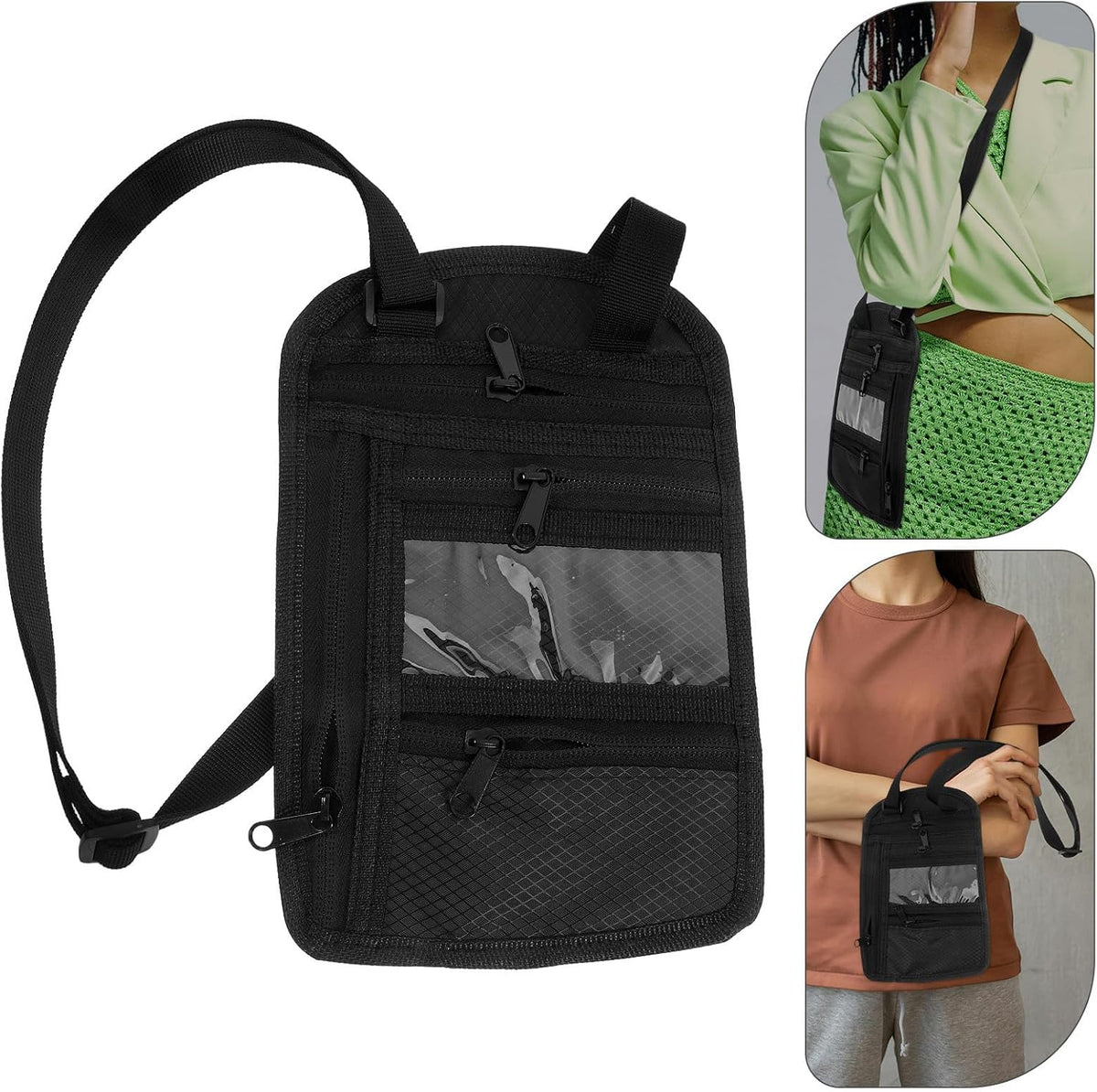 Travel Passport Wallet Organizer for Men and Women, Black Oxford Cloth with Multiple Compartments, Reliable Protection and Versatile Use, for Travel and Business Trips
