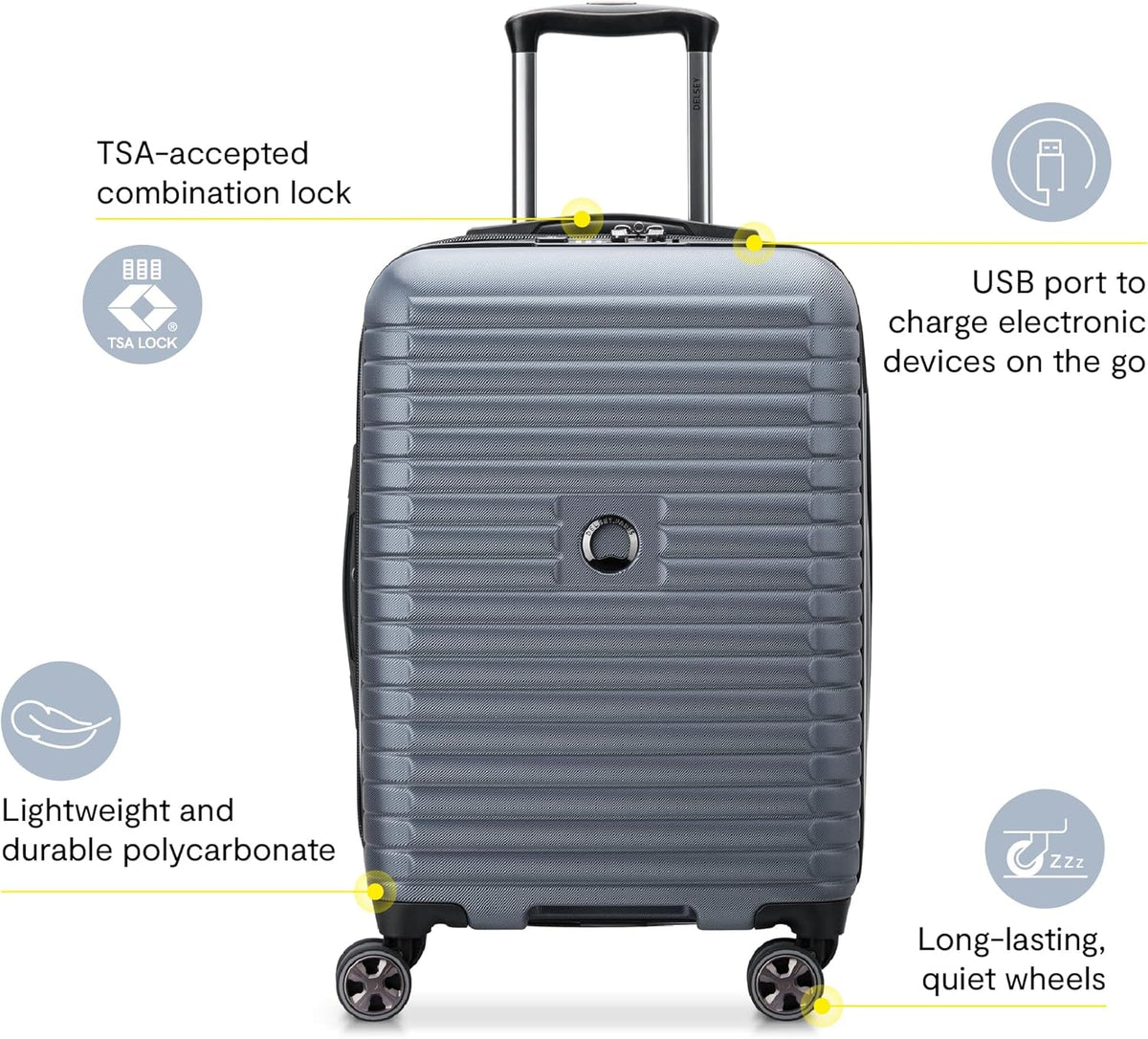 DELSEY PARIS Cruise 3.0 Hardside Underseater Carry On Luggage with 2 Wheels, Black