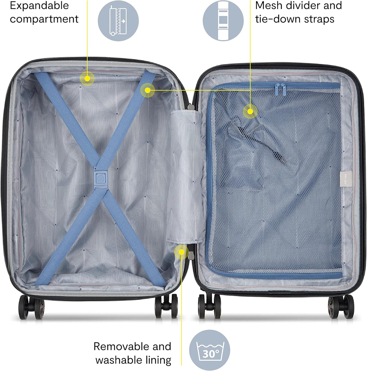 DELSEY PARIS Cruise 3.0 Hardside Underseater Carry On Luggage with 2 Wheels, Black