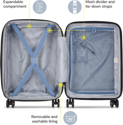 DELSEY PARIS Cruise 3.0 Hardside Underseater Carry On Luggage with 2 Wheels, Black