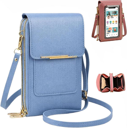 Crossbody Phone Wallet, Anti Theft Leather Bag, Compact Travel Purse with RFID Protection for Hands Free Access