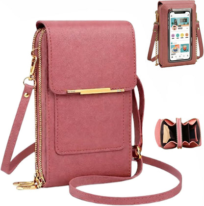 Crossbody Phone Wallet, Anti Theft Leather Bag, Compact Travel Purse with RFID Protection for Hands Free Access