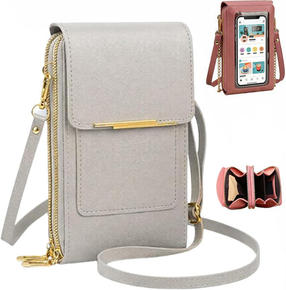 Crossbody Phone Wallet, Anti Theft Leather Bag, Compact Travel Purse with RFID Protection for Hands Free Access
