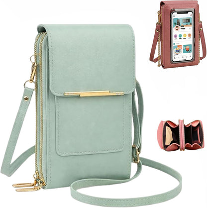 Crossbody Phone Wallet, Anti Theft Leather Bag, Compact Travel Purse with RFID Protection for Hands Free Access