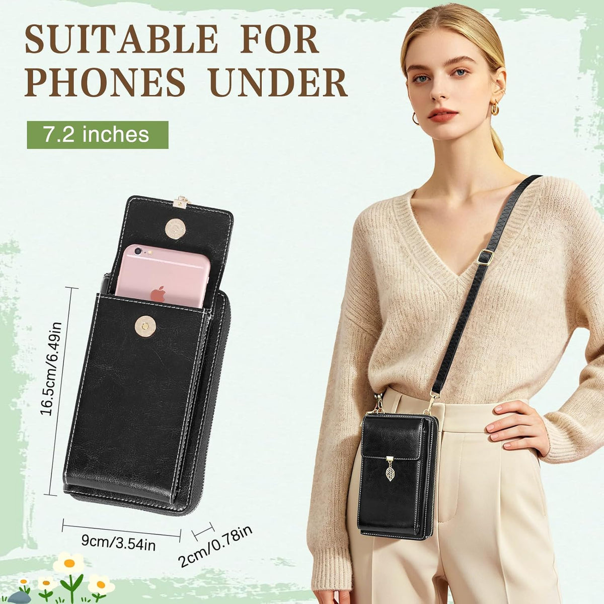 Small Crossbody Phone Bags for Women Leather Cell Phone Purse Wallet | Small