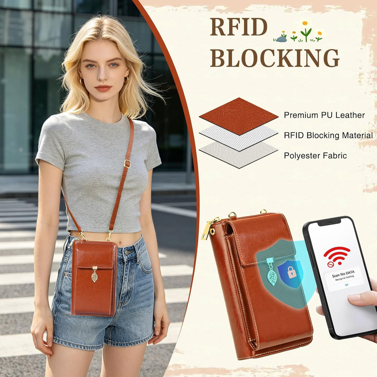 Small Crossbody Phone Bags for Women Leather Cell Phone Purse Wallet | Small