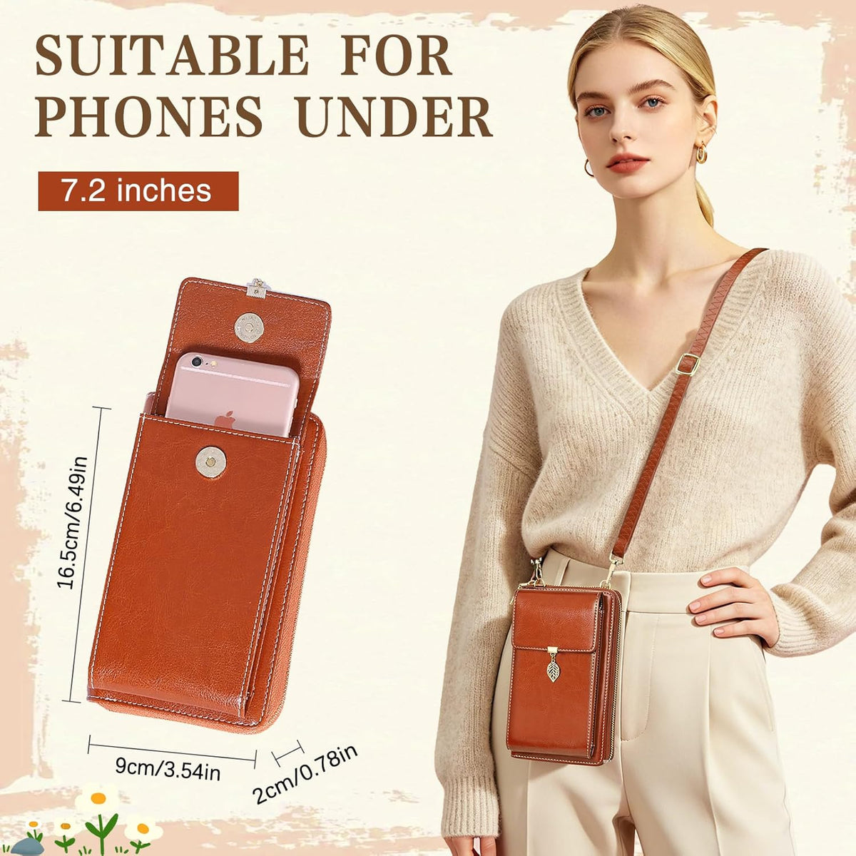 Small Crossbody Phone Bags for Women Leather Cell Phone Purse Wallet | Small