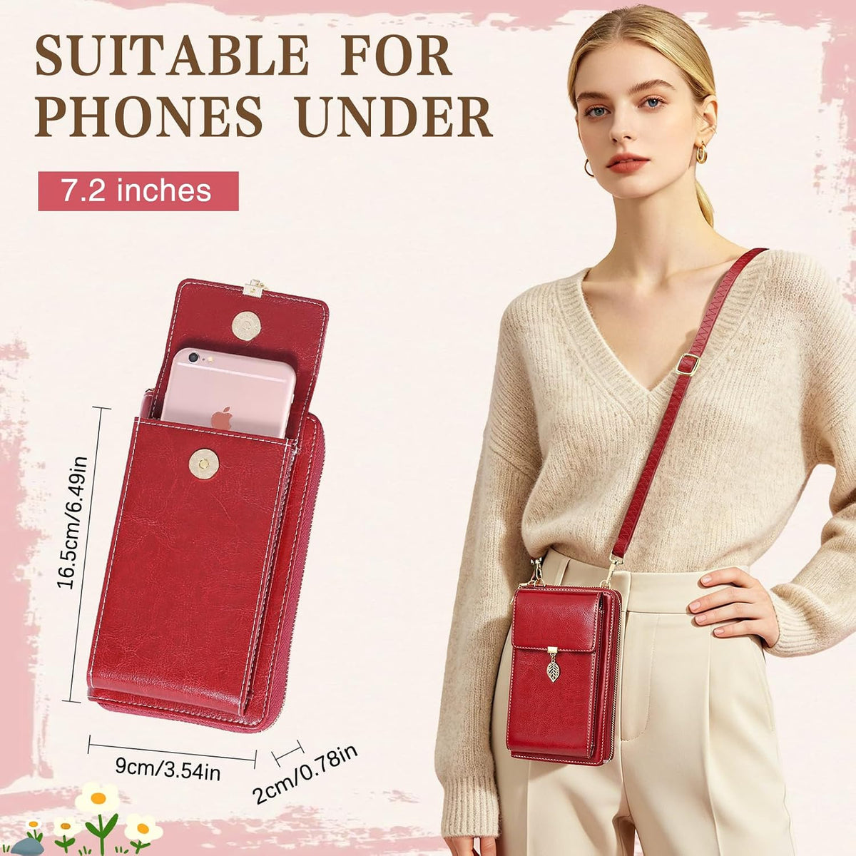 Small Crossbody Phone Bags for Women Leather Cell Phone Purse Wallet | Small