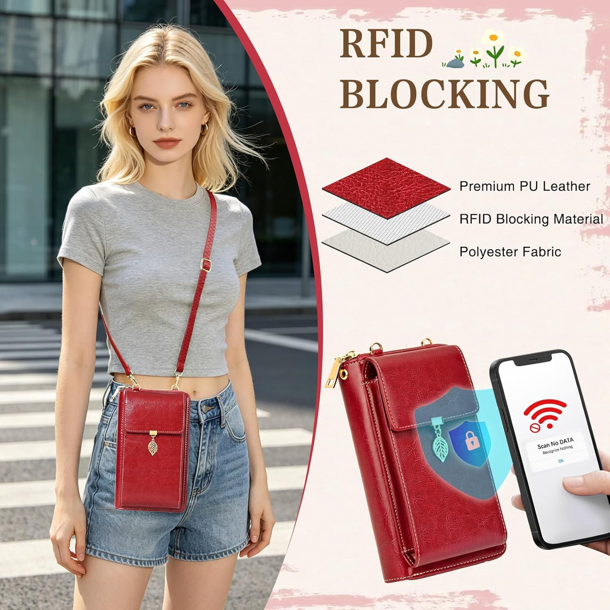 Small Crossbody Phone Bags for Women Leather Cell Phone Purse Wallet | Small