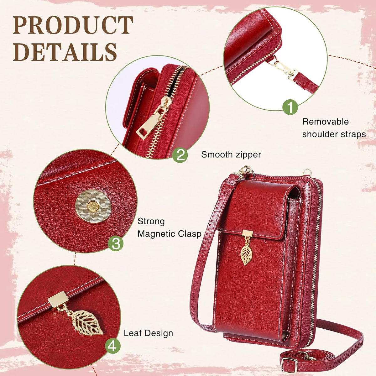 Small Crossbody Phone Bags for Women Leather Cell Phone Purse Wallet | Small