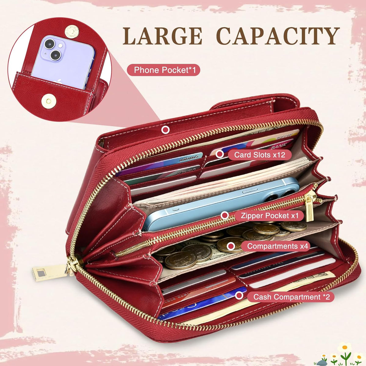 Small Crossbody Phone Bags for Women Leather Cell Phone Purse Wallet | Small