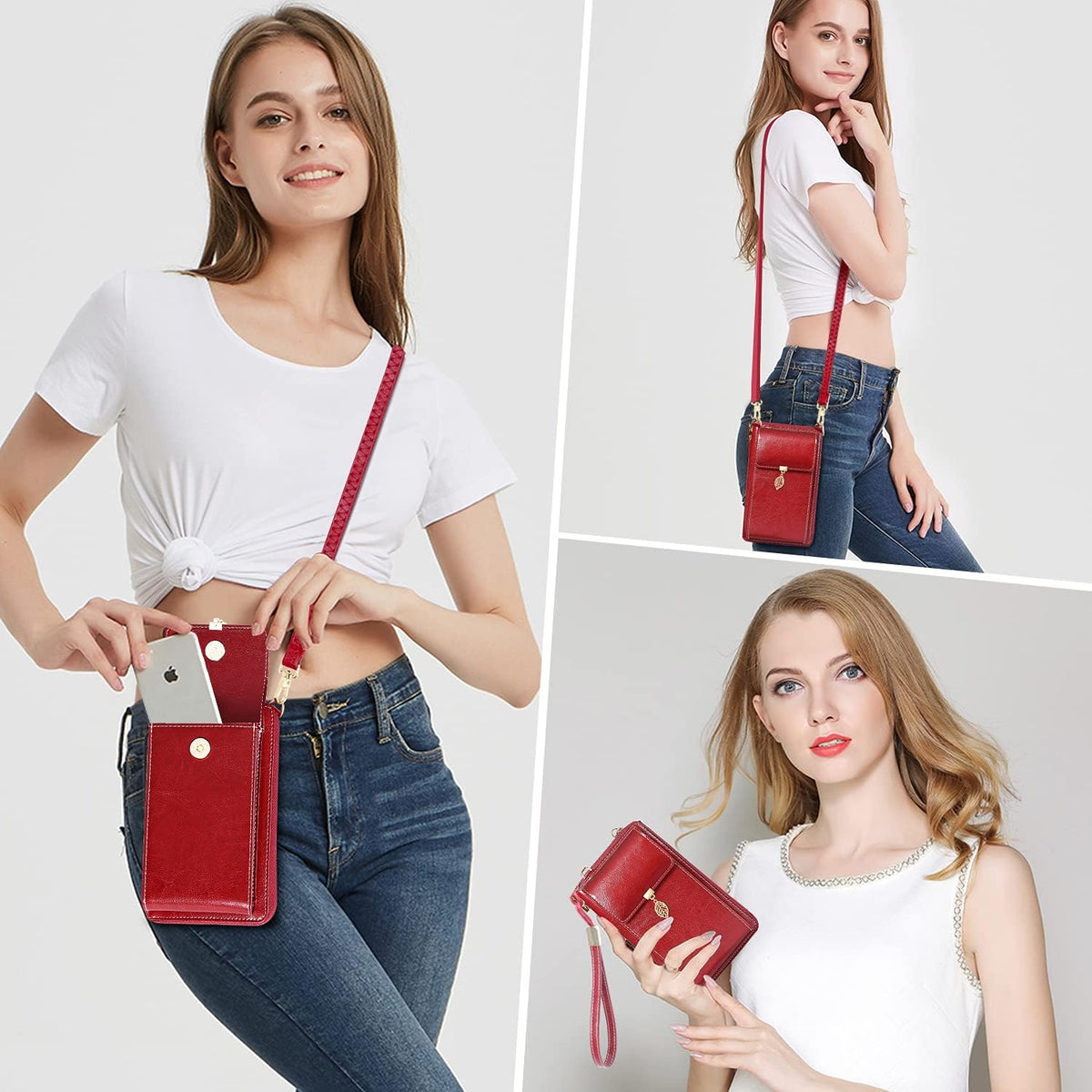 Small Crossbody Phone Bags for Women Leather Cell Phone Purse Wallet | Small