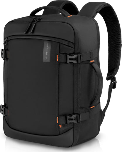 Travel Backpack for Men & Women 23L TSA Flight Approved Weekender Bag for Carry On Luggage, Fits 17” Laptop, Water Resistant Casual Daypack for Traveling, Black (Venture Collection)