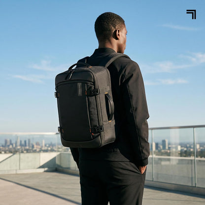 Travel Backpack for Men & Women 23L TSA Flight Approved Weekender Bag for Carry On Luggage, Fits 17” Laptop, Water Resistant Casual Daypack for Traveling, Black (Venture Collection)