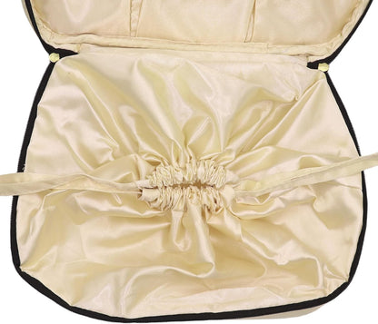 Travel Lingerie Storage Bag Satin Drawstring Organizer Rose Pink | Satin lining,drawstring privacy design,multi divided pockets,portable carry handle,large capacity for bras panties socks