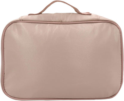 Travel Lingerie Storage Bag Satin Drawstring Organizer Rose Pink | Satin lining,drawstring privacy design,multi divided pockets,portable carry handle,large capacity for bras panties socks