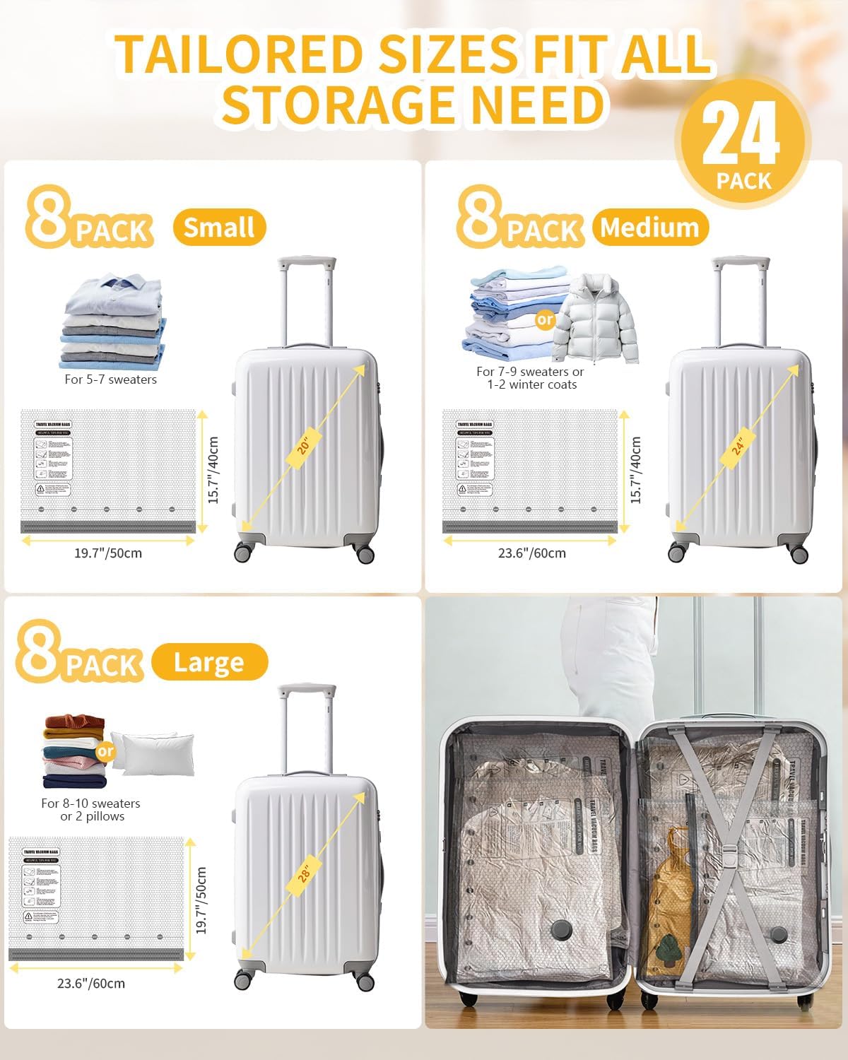 9 Packs Travel Vacuum Storage Bags with 2-in-1 Electric Pump,Space Saver Compression Bags for Luggage & Suitcase, Packing Essentials for Business Travel & College