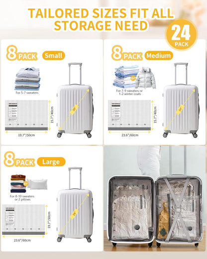 9 Packs Travel Vacuum Storage Bags with 2-in-1 Electric Pump,Space Saver Compression Bags for Luggage & Suitcase, Packing Essentials for Business Travel & College