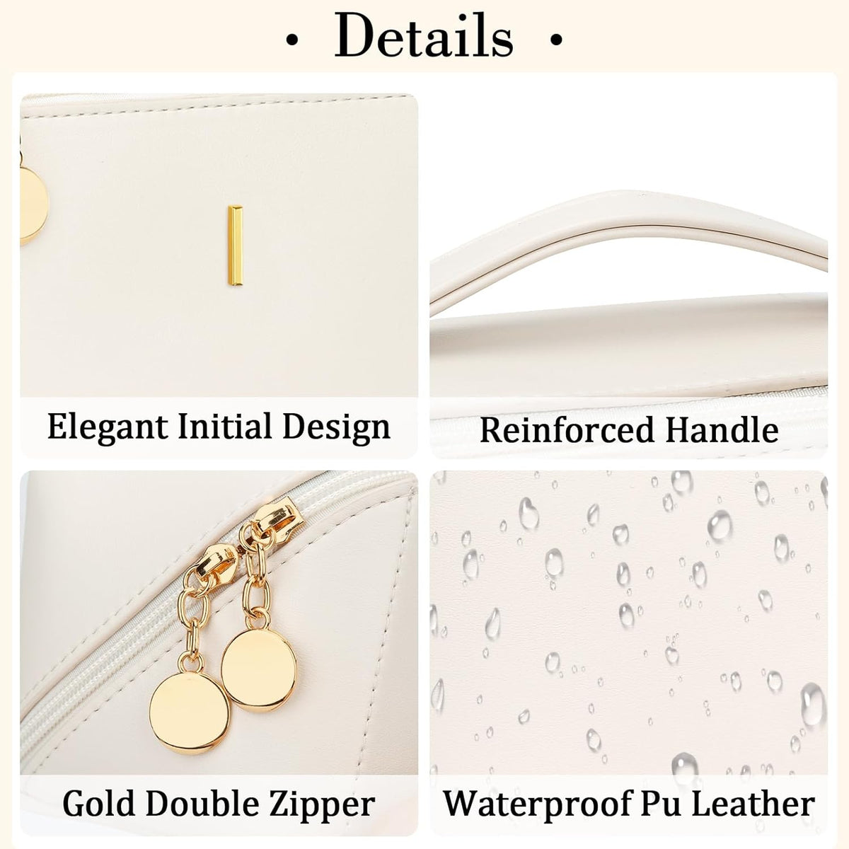 Birthday Gifts for Women Teen Girl, Personalized Initial Makeup Organizer Bag Set, Open Flat Travel Cosmetic Bag With Clear Divider and Handle(Large-Beige,A)