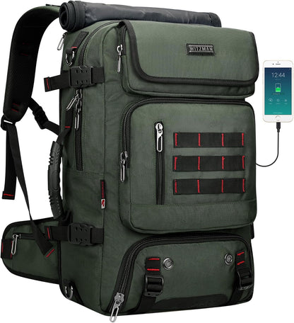 Carry on Travel Backpack for Men Airline Approved Fits 16" Laptop | Nylon 3 in 1 Luggage Duffle Bag with USB Charging Port, Shoe Compartment, For Weekend Getaway, Overnight Trip, B682 Black)