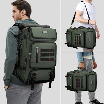 Carry on Travel Backpack for Men Airline Approved Fits 16" Laptop | Nylon 3 in 1 Luggage Duffle Bag with USB Charging Port, Shoe Compartment, For Weekend Getaway, Overnight Trip, B682 Black)