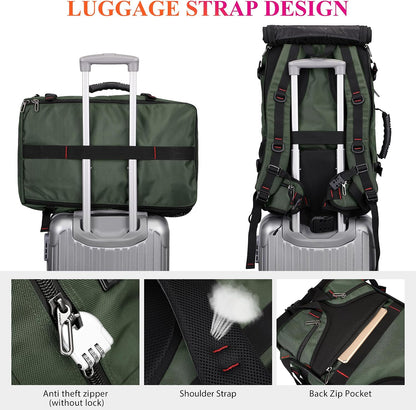Carry on Travel Backpack for Men Airline Approved Fits 16" Laptop | Nylon 3 in 1 Luggage Duffle Bag with USB Charging Port, Shoe Compartment, For Weekend Getaway, Overnight Trip, B682 Black)