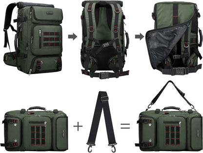 Carry on Travel Backpack for Men Airline Approved Fits 16" Laptop | Nylon 3 in 1 Luggage Duffle Bag with USB Charging Port, Shoe Compartment, For Weekend Getaway, Overnight Trip, B682 Black)