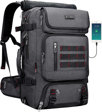 Carry on Travel Backpack for Men Airline Approved Fits 16" Laptop | Nylon 3 in 1 Luggage Duffle Bag with USB Charging Port, Shoe Compartment, For Weekend Getaway, Overnight Trip, B682 Black)