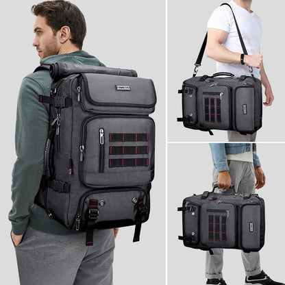 Carry on Travel Backpack for Men Airline Approved Fits 16" Laptop | Nylon 3 in 1 Luggage Duffle Bag with USB Charging Port, Shoe Compartment, For Weekend Getaway, Overnight Trip, B682 Black)