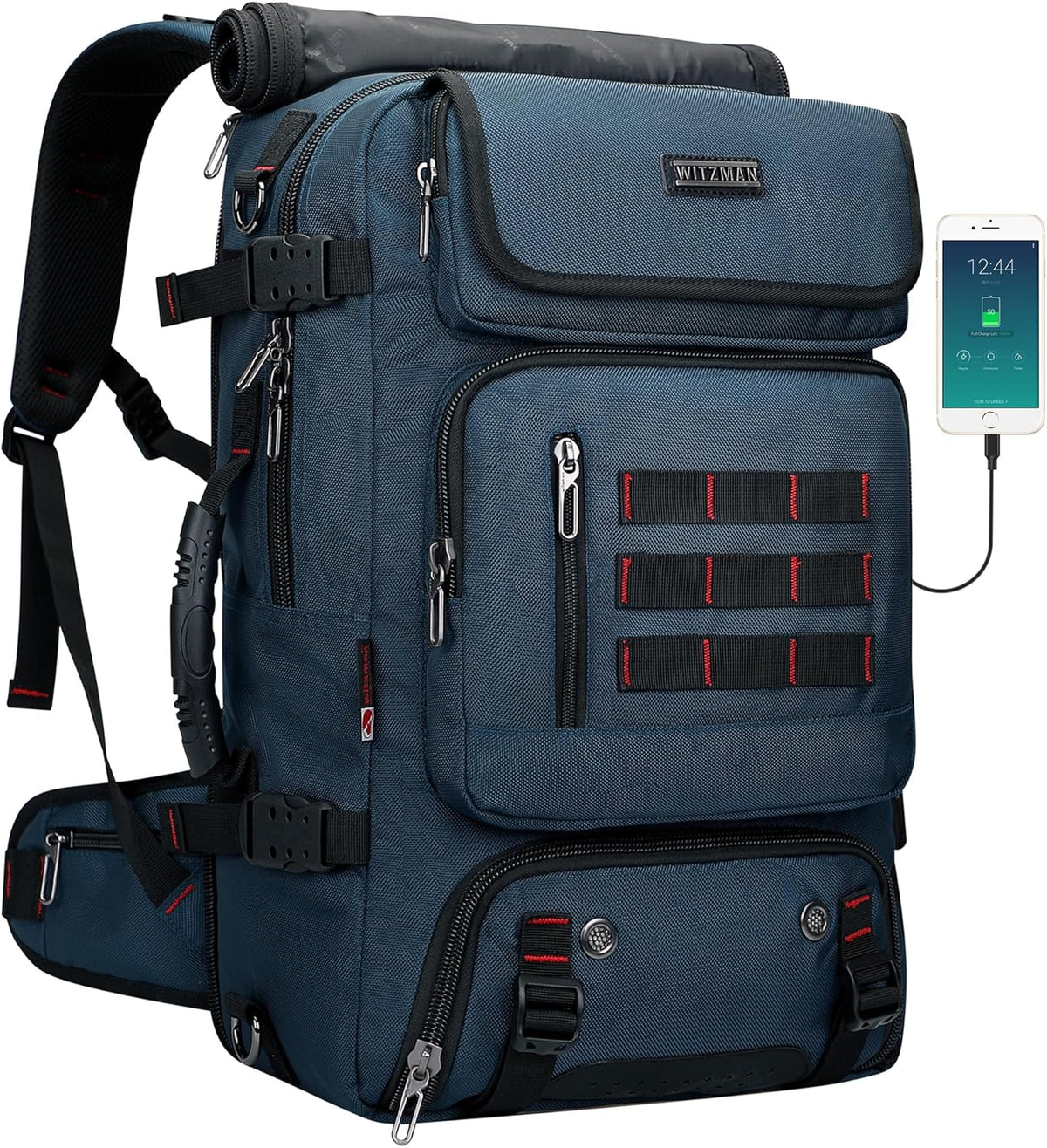 Carry on Travel Backpack for Men Airline Approved Fits 16" Laptop | Nylon 3 in 1 Luggage Duffle Bag with USB Charging Port, Shoe Compartment, For Weekend Getaway, Overnight Trip, B682 Black)
