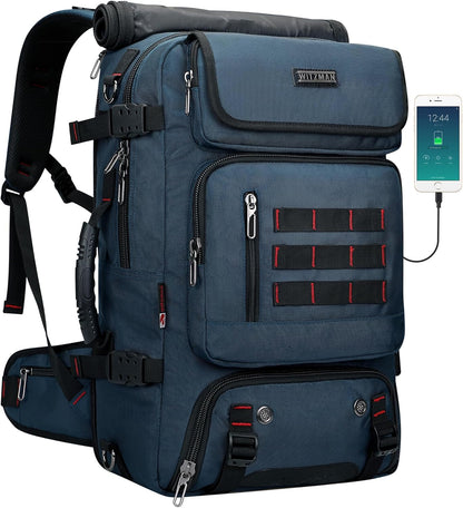 Carry on Travel Backpack for Men Airline Approved Fits 16" Laptop | Nylon 3 in 1 Luggage Duffle Bag with USB Charging Port, Shoe Compartment, For Weekend Getaway, Overnight Trip, B682 Black)