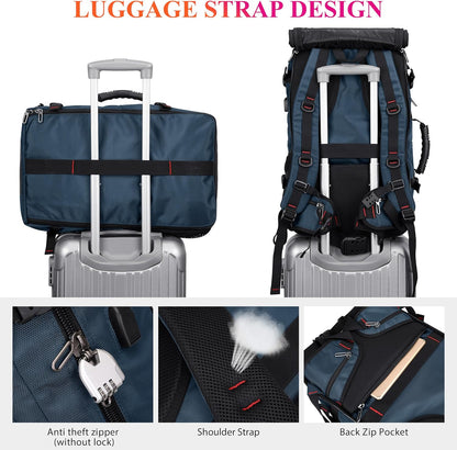 Carry on Travel Backpack for Men Airline Approved Fits 16" Laptop | Nylon 3 in 1 Luggage Duffle Bag with USB Charging Port, Shoe Compartment, For Weekend Getaway, Overnight Trip, B682 Black)