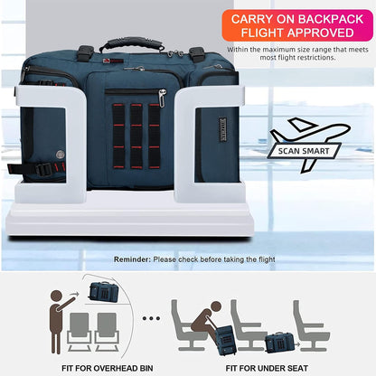 Carry on Travel Backpack for Men Airline Approved Fits 16" Laptop | Nylon 3 in 1 Luggage Duffle Bag with USB Charging Port, Shoe Compartment, For Weekend Getaway, Overnight Trip, B682 Black)