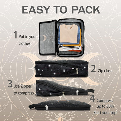 6 Pcs Compression Packing Cubes for Travel, Waterproof Luggage Organizer Washable Storage Bags Set - Packaging Cubes for Backpack Travel and Carry-Ons