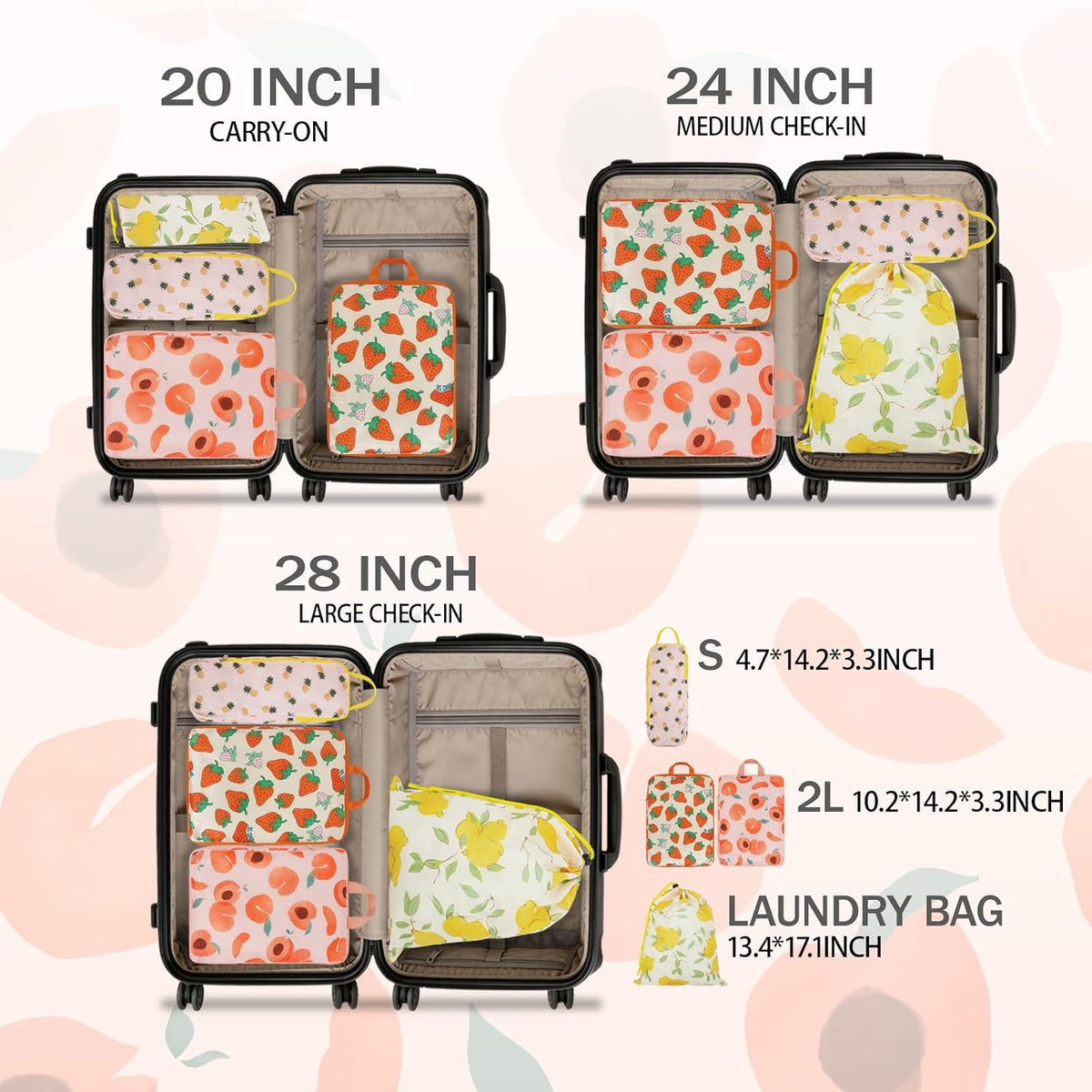 6 Pcs Compression Packing Cubes for Travel, Waterproof Luggage Organizer Washable Storage Bags Set - Packaging Cubes for Backpack Travel and Carry-Ons