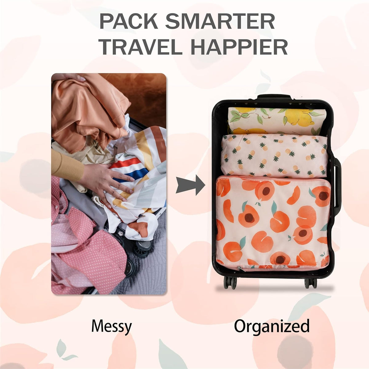 6 Pcs Compression Packing Cubes for Travel, Waterproof Luggage Organizer Washable Storage Bags Set - Packaging Cubes for Backpack Travel and Carry-Ons