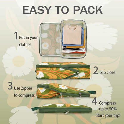 6 Pcs Compression Packing Cubes for Travel, Waterproof Luggage Organizer Washable Storage Bags Set - Packaging Cubes for Backpack Travel and Carry-Ons