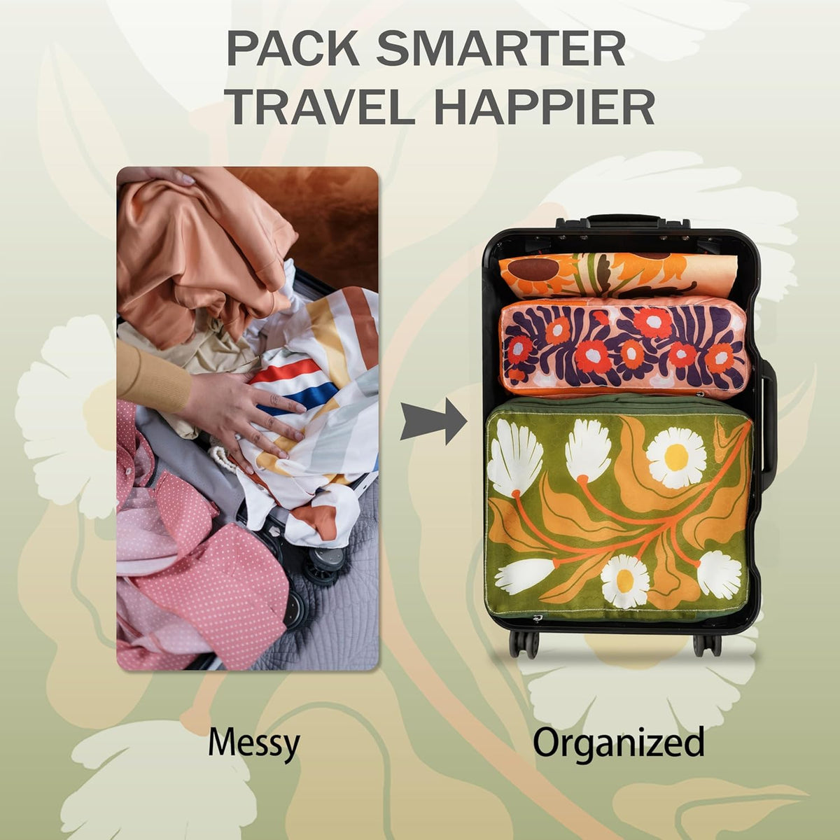6 Pcs Compression Packing Cubes for Travel, Waterproof Luggage Organizer Washable Storage Bags Set - Packaging Cubes for Backpack Travel and Carry-Ons